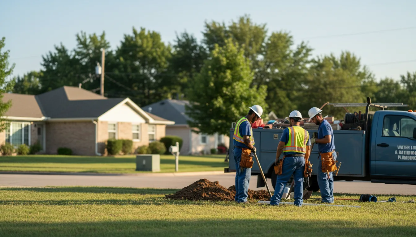 Residential water line and bathroom plumbing service in Hudson, KS